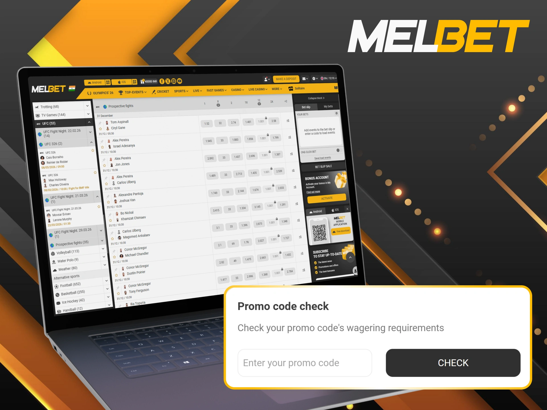Use the latest promo code to unlock exclusive rewards for UFC betting at Melbet.