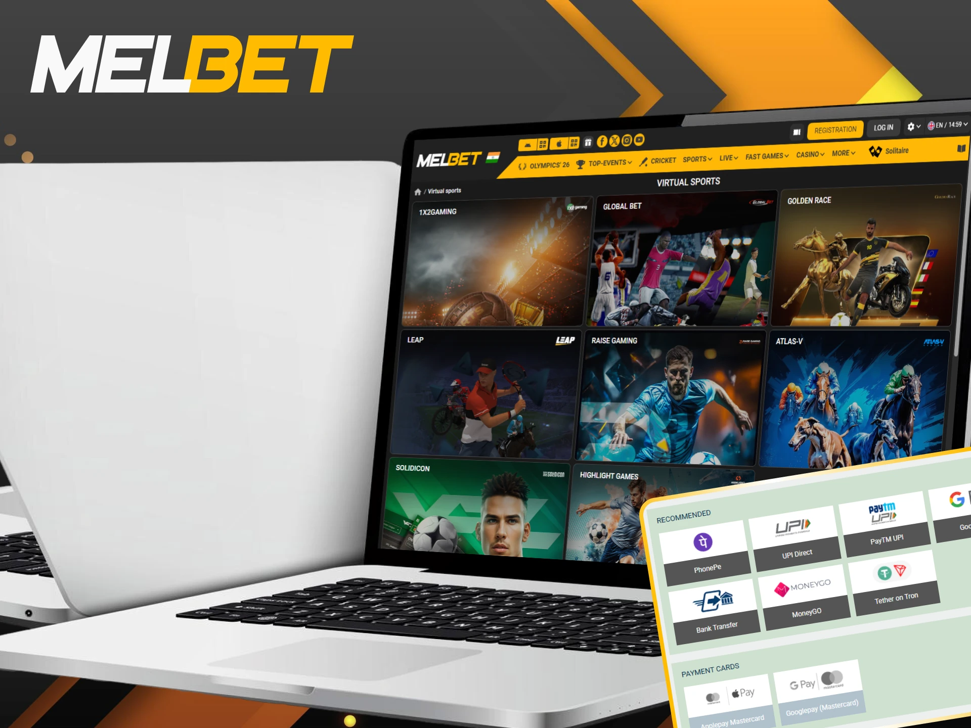 Enjoy peace of mind using our secure payment gateways for Melbet Virtual Sports.