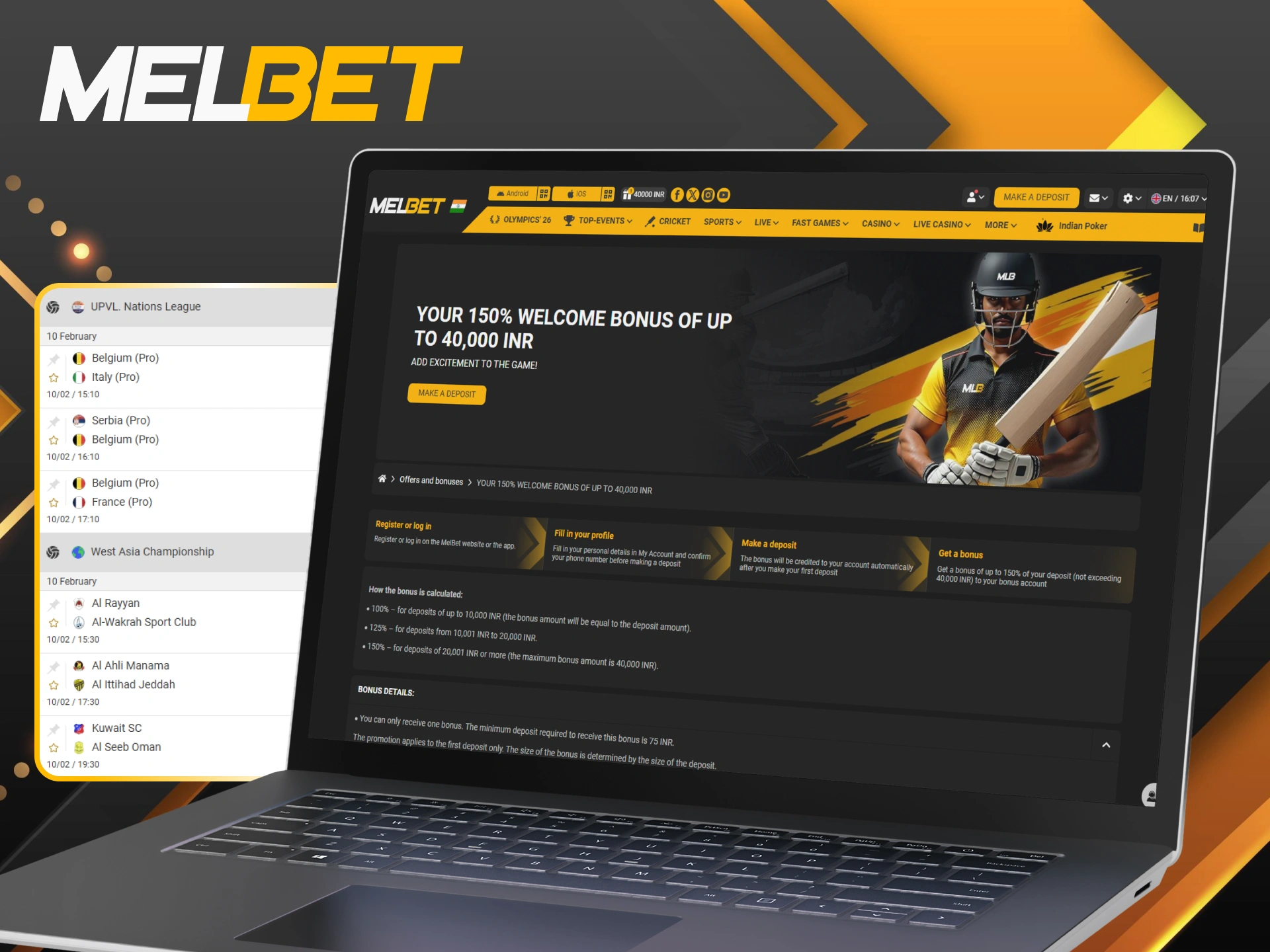 Claim your 150% welcome bonus and start your volleyball betting journey at Melbet.