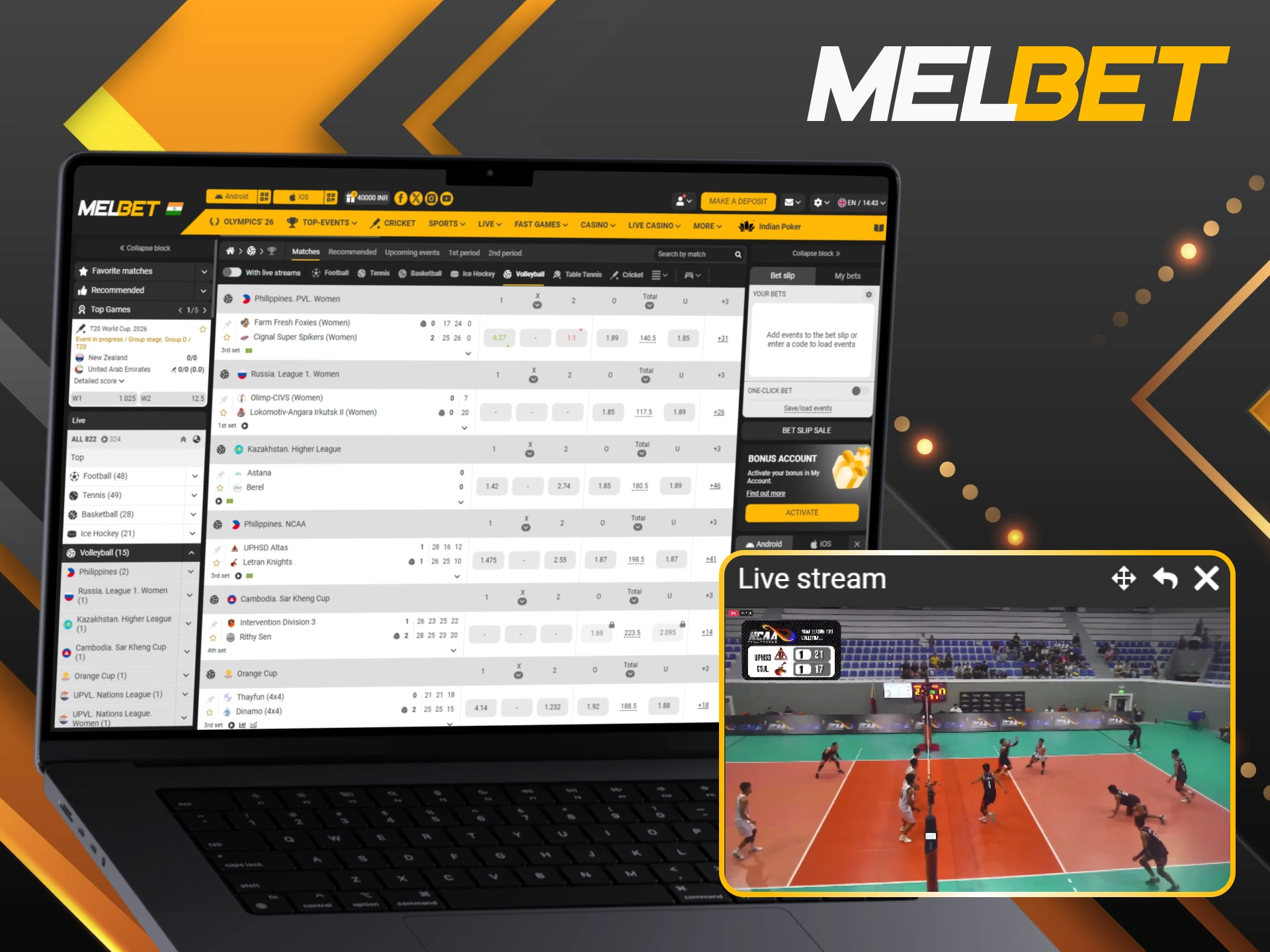Feel the adrenaline with Melbet live betting during the most intense volleyball rallies.