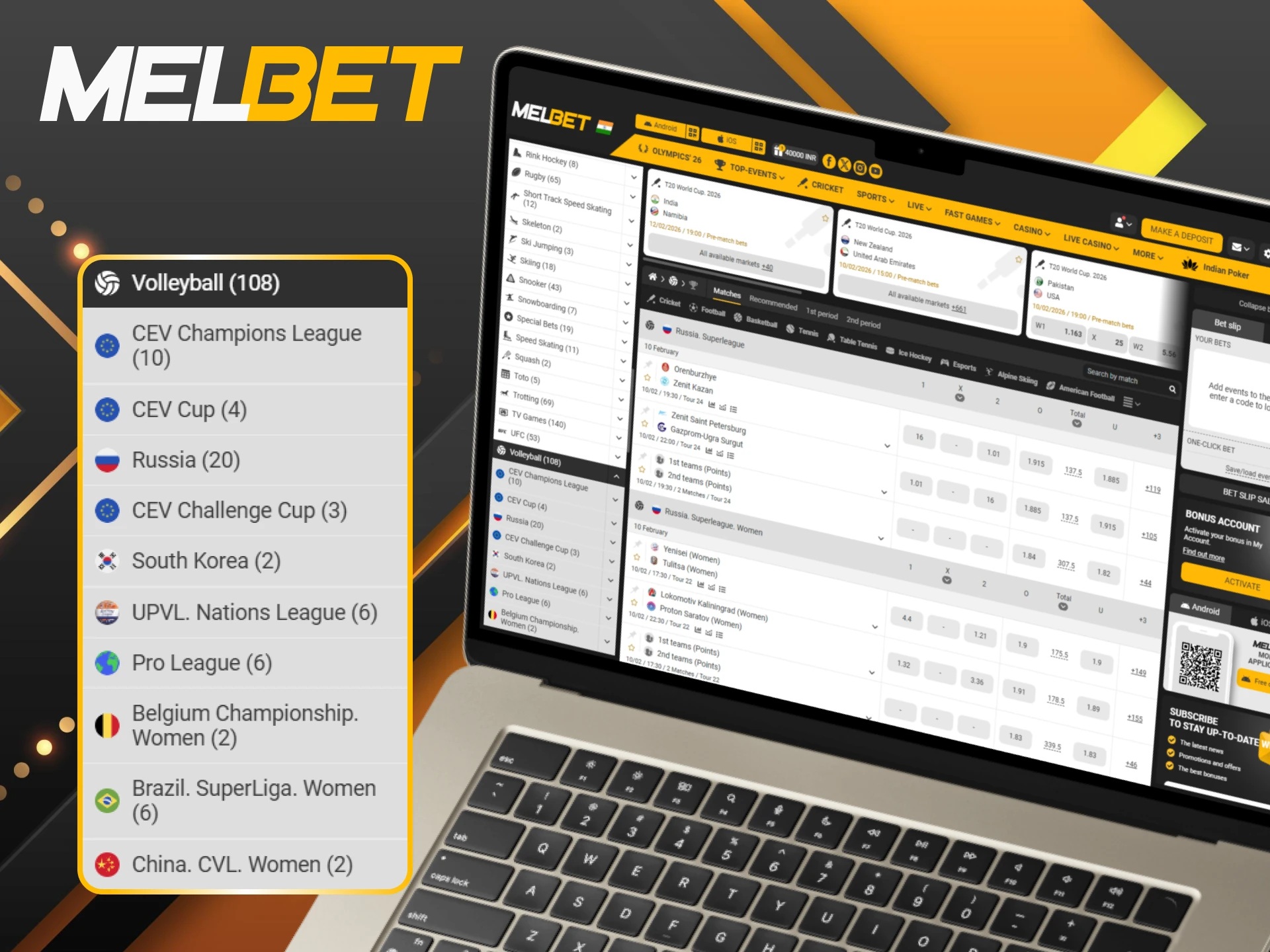 Put your volleyball knowledge to the test, predict the winners of major tournaments, and secure big wins with Melbet.