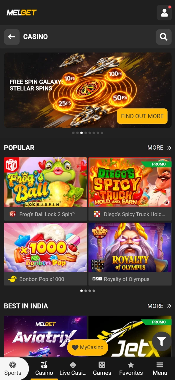 Pick a game from the Melbet collection and start winning instantly.