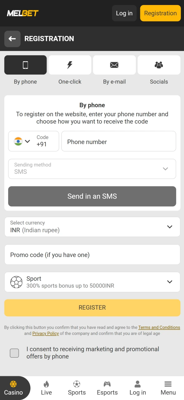 Quickly complete your Melbet registration to get instant access to your new account.