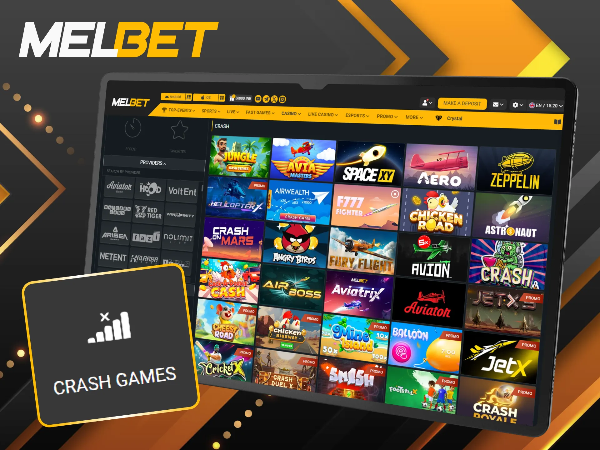 Try your luck with Melbet's crash games and see if your timing is perfect.