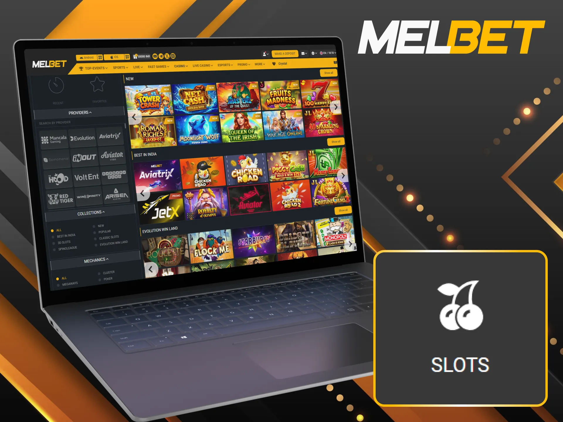 Experience the thrill of the reels with Melbet's immersive slot collection.