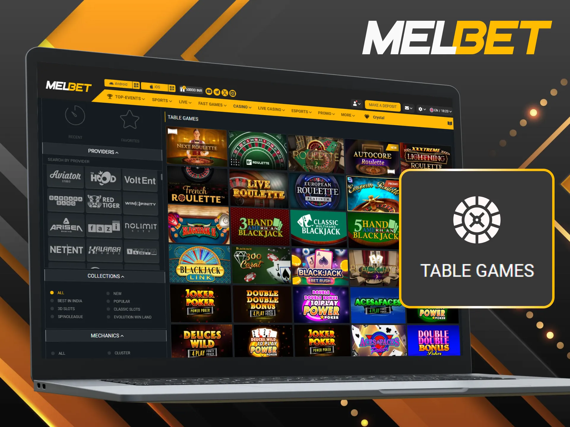Master the classics with the strategic table games available at Melbet.