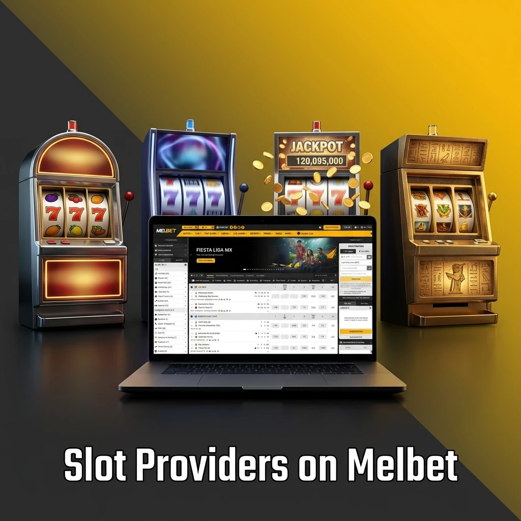 A showcase of Melbet's partners, including Microgaming, NetEnt, and Pragmatic Play, alongside 100+ other certified studios