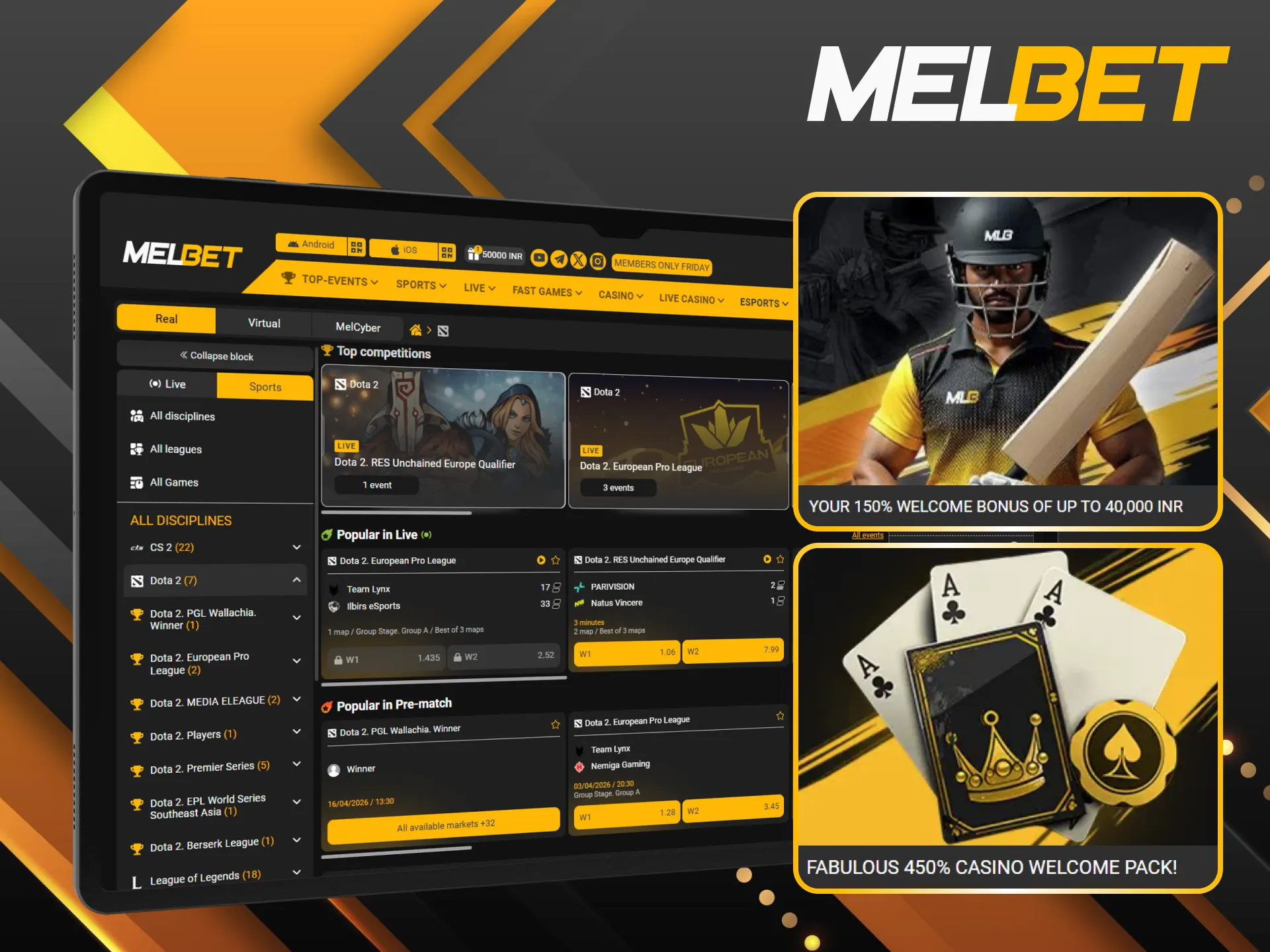 Grab your Melbet welcome bonus to give your Dota 2 bankroll a significant boost.