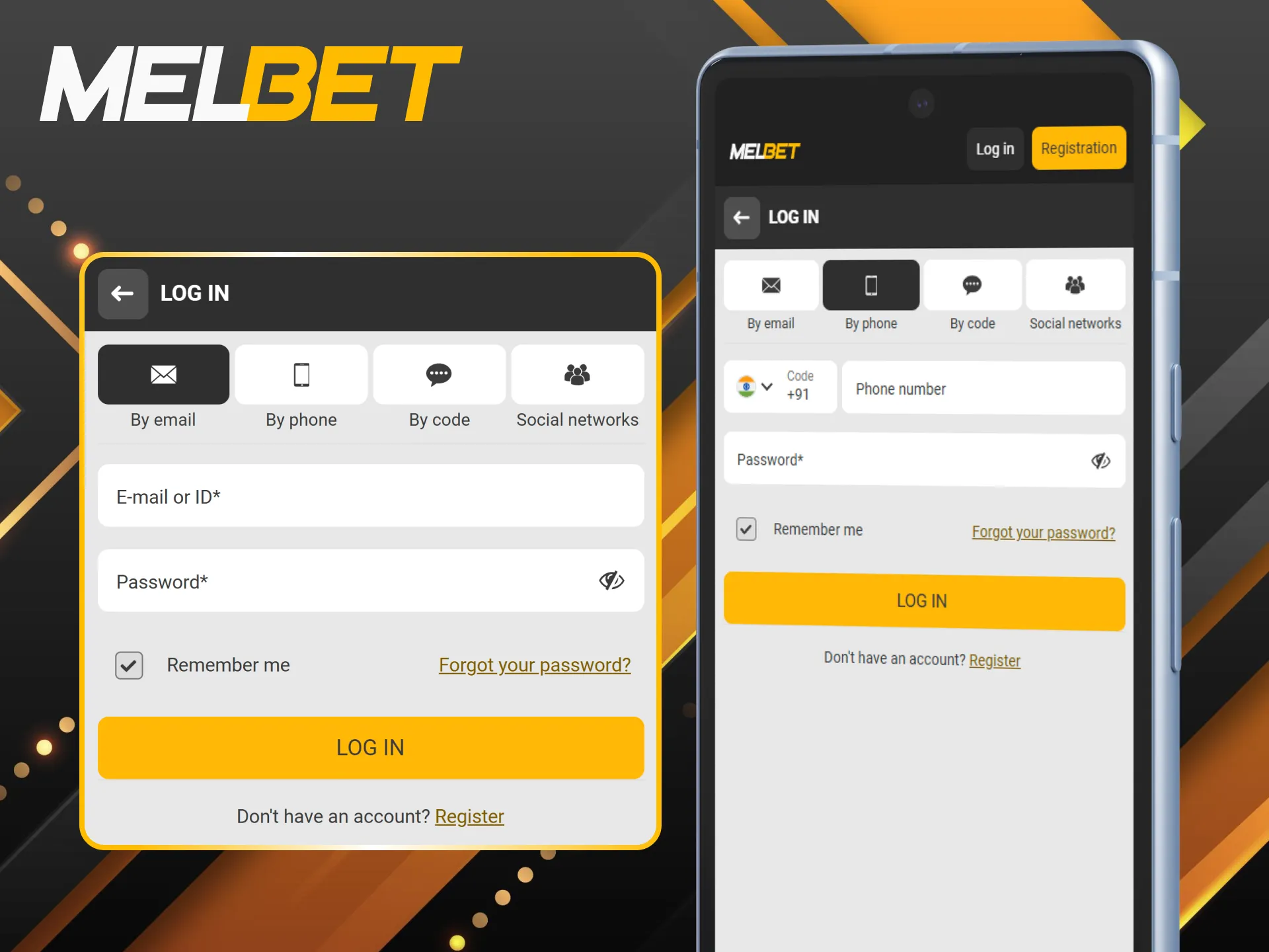 Stay connected anywhere by logging in through the Melbet mobile app.