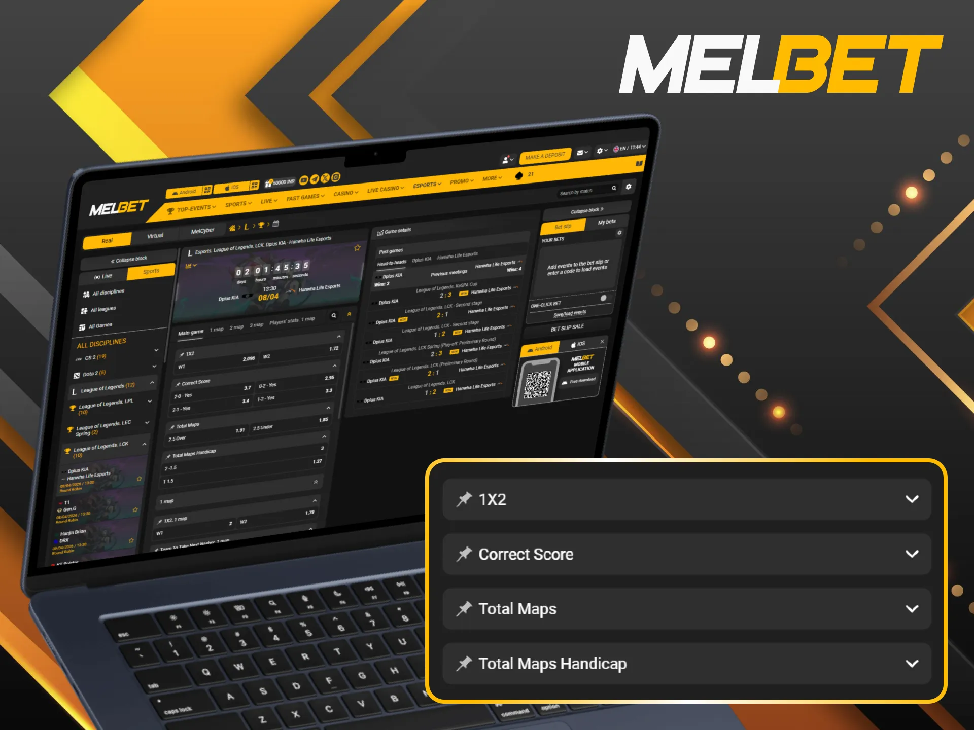 Diversify your betting strategy by exploring the wide range of LoL markets on Melbet.
