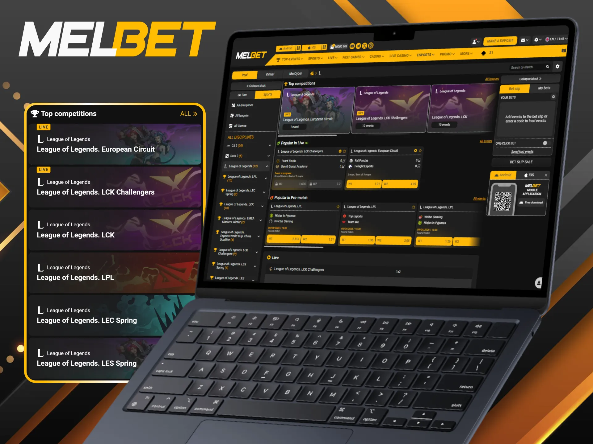Support your favorite teams and bet on the biggest LoL tournaments of the year at Melbet.