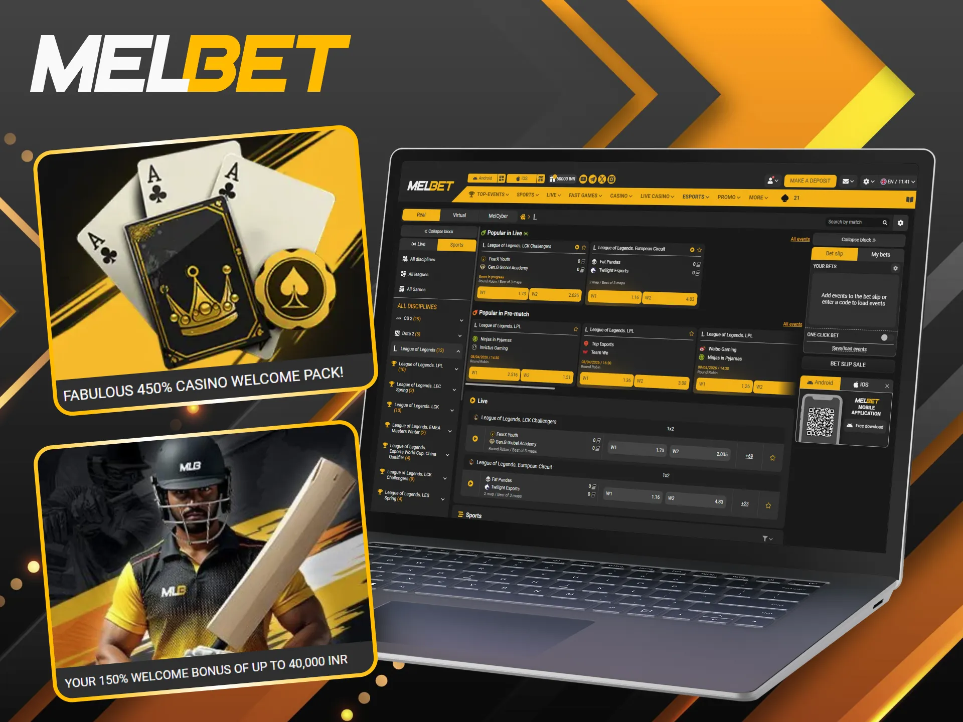Boost your betting power on League of Legends by claiming the Melbet welcome bonus.