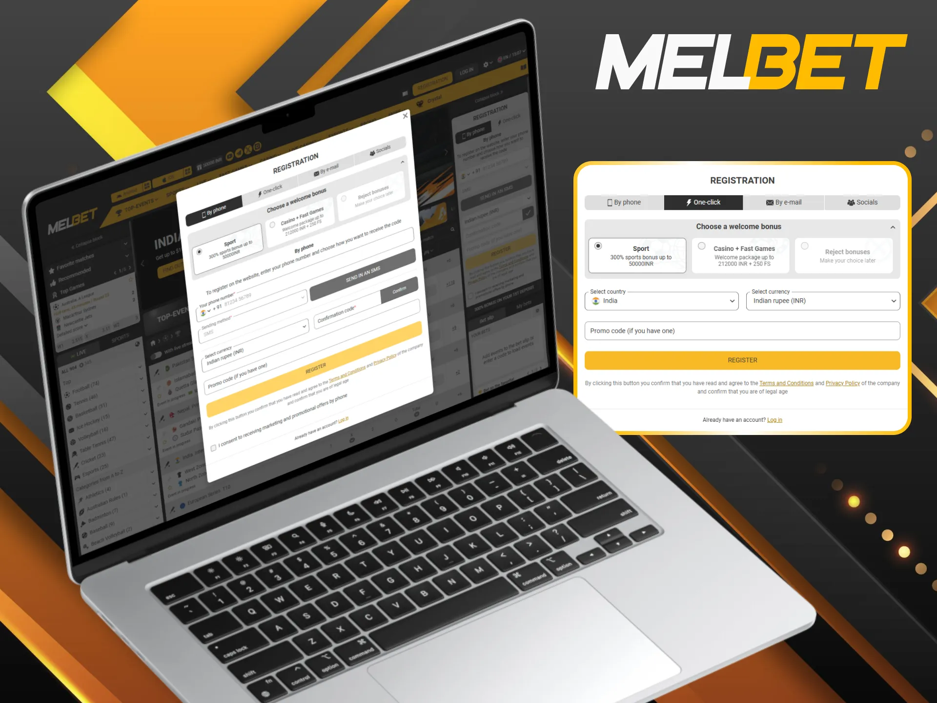 Create your Melbet account via the PC app and start playing in just a few clicks.
