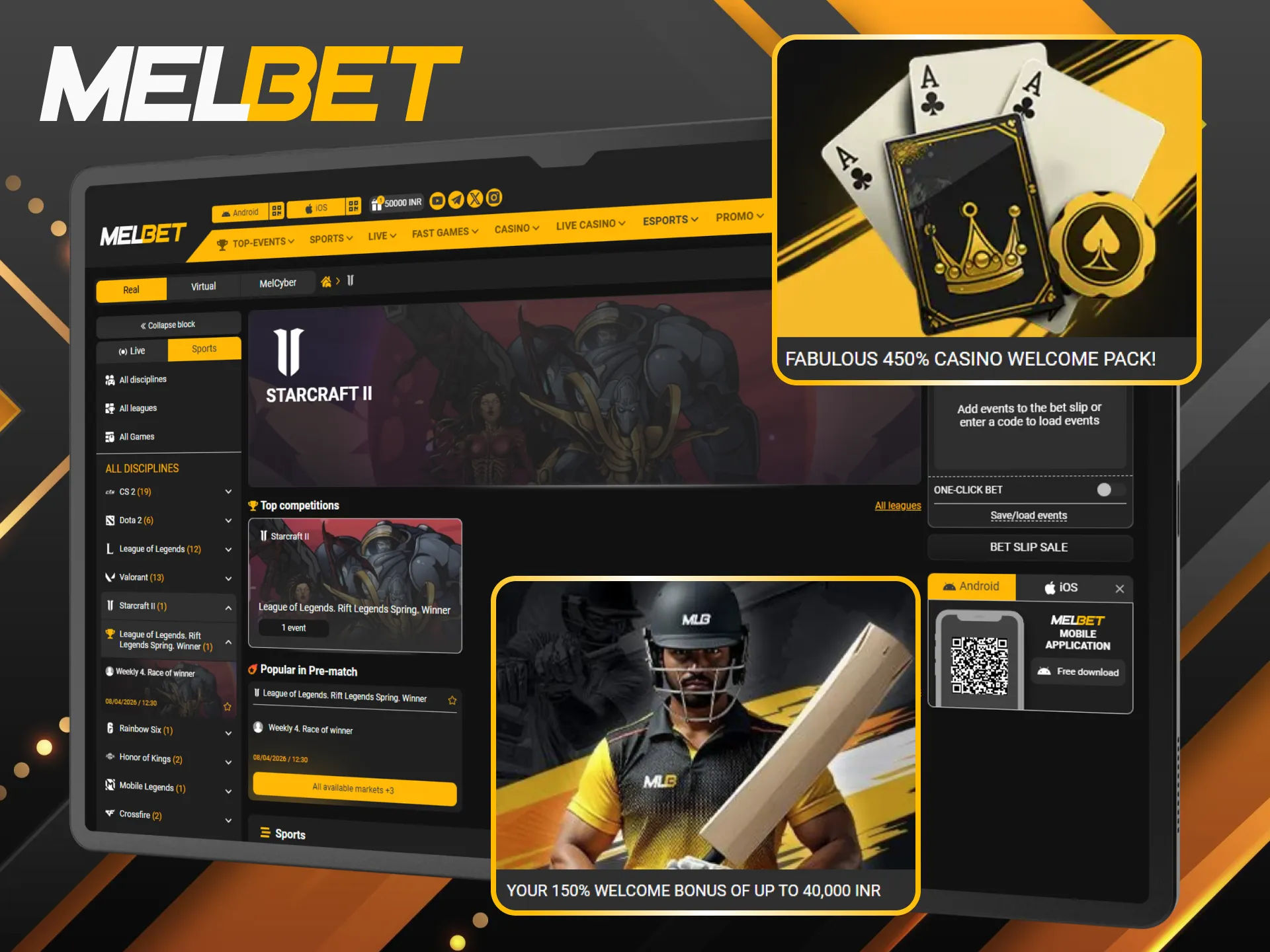 Grab your Melbet welcome bonus today to increase your betting power for StarCraft II.